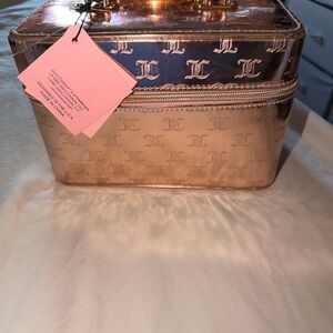 Juicy Couture Metallic Rose Gold Monogram Cosmetic Case